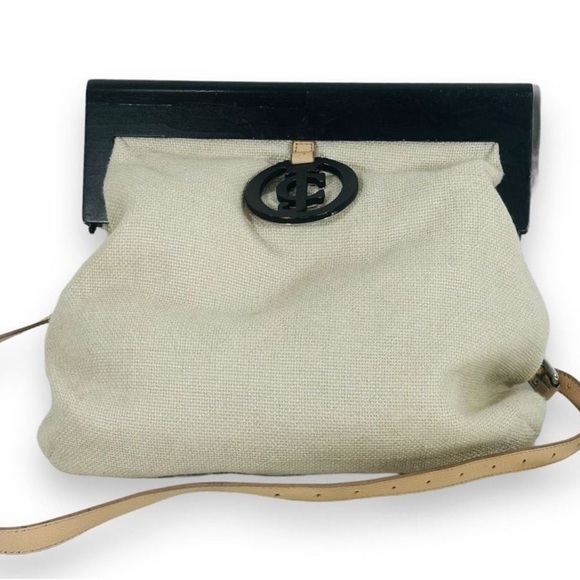 Juicy Couture Crossbody Hessian Canvas Wooden doctor bag with detachable strap - Picture 6 of 13